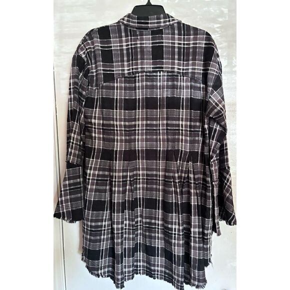 Free People Mary Anne Plaid Buttondown Tunic Size M/ Pristine - Picture 5 of 7
